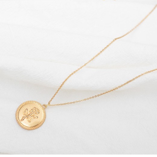 Golden Coin Rose Necklace