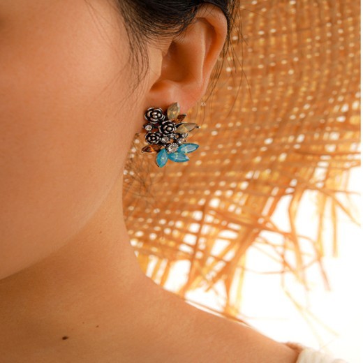 Alloy Rose Rhinestone Earring