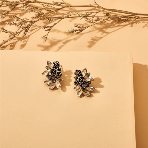 Alloy Rose Rhinestone Earring