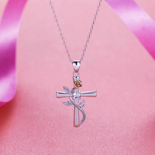 Classic Cross Rose Gold Necklace