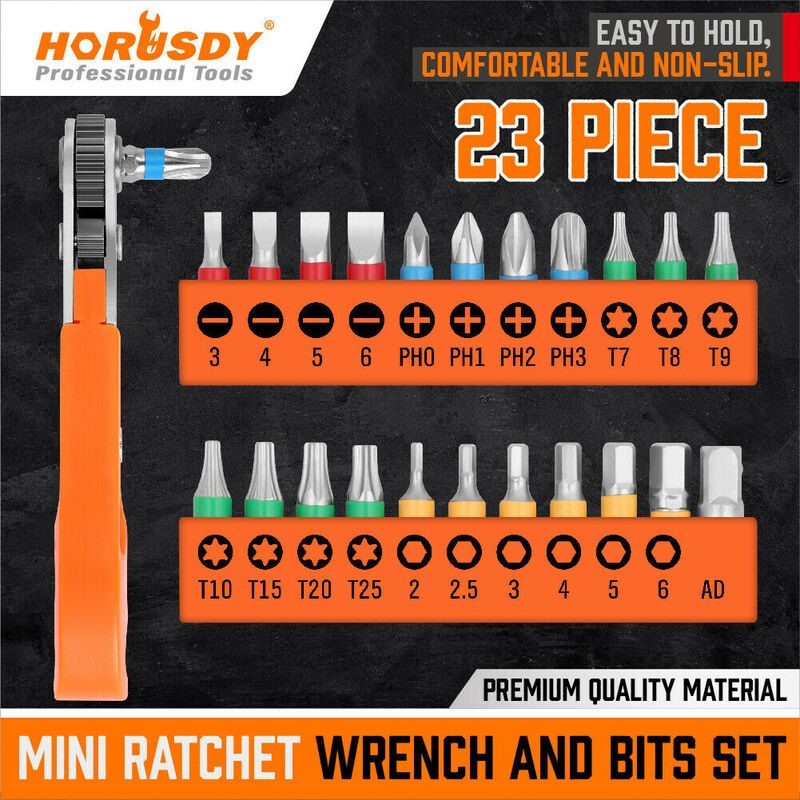 HORUSDY Ratchet Wrench Screwdriver Hex Torx Bit Set