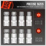 Hex Bit Socket Set Metric & SAE Allen Key S2 Steel Adapter