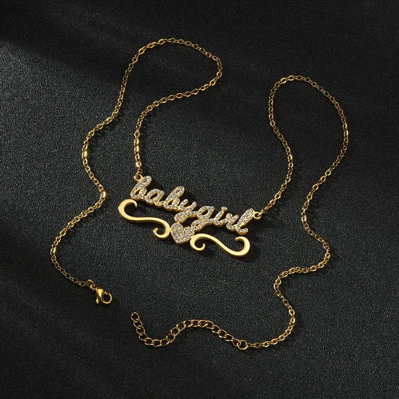 Stainless Steel Diamond Name Pendant