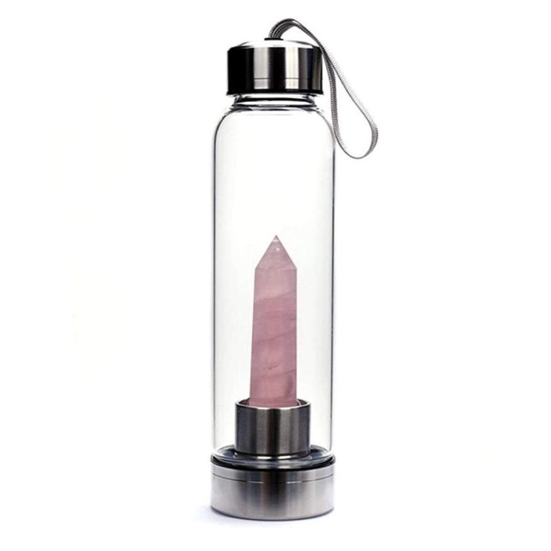 Crystal Water Bottle Rose Quartz