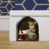 3D Mouse Reading Book in Mouse Hole - Wall Decal Sticker
