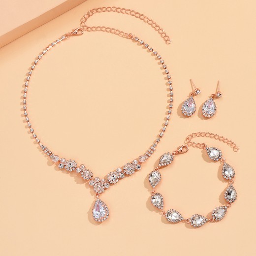 Fashionable Golden Rose Gold Three-piece Set
