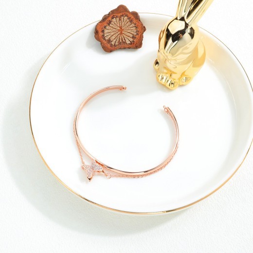 Ladies Copper Plated Rose Gold Diamond Bracelet