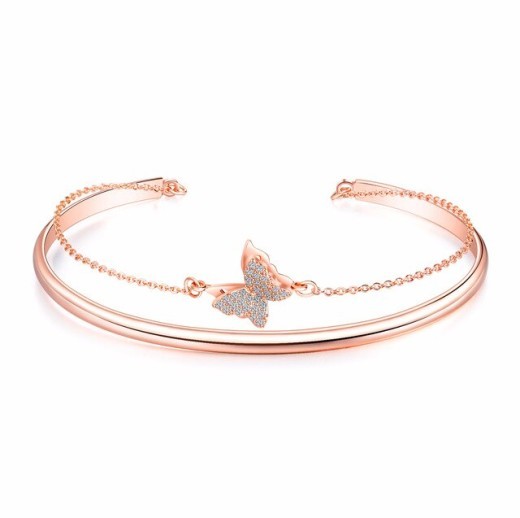 Ladies Copper Plated Rose Gold Diamond Bracelet
