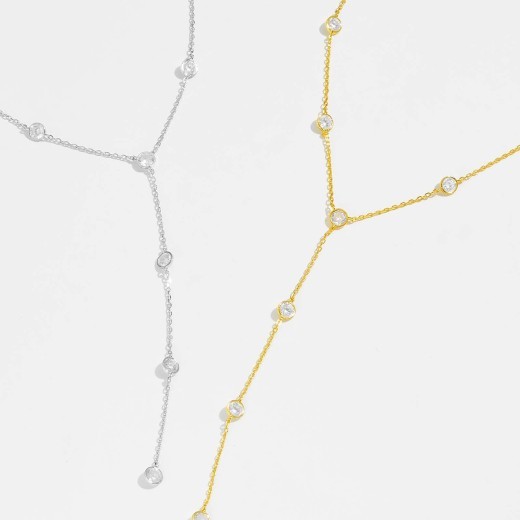 S925 Sterling Silver Tassel Diamond-studded Necklace