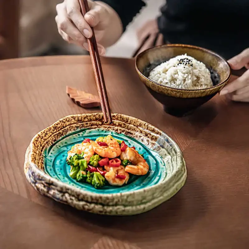 Retro Ceramic 7-inch Ice Crack Shaped Salad Dish