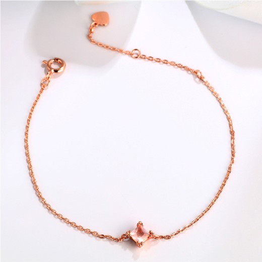 Natural Rose Gold Crystal Square Bracelet