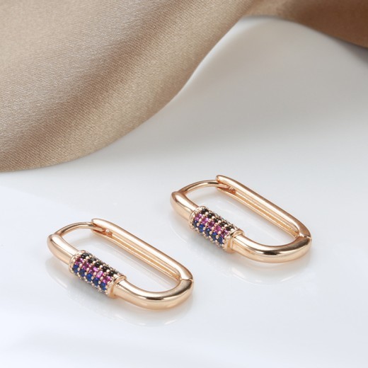 Colorful Zircon Fashion Rose Gold Earrings