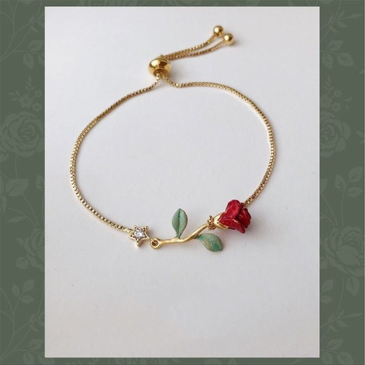 Women's Light Luxury Retro Hand Painted Rose Bracelet