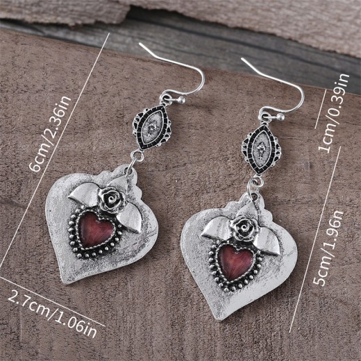 Exquisite Retro Rose Heart-shaped Pendant Earrings For Women