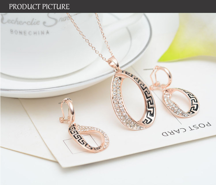 Jewelry Commemorative Gift Rose Gold Plated Necklace And Earring Set