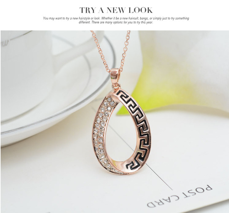Jewelry Commemorative Gift Rose Gold Plated Necklace And Earring Set