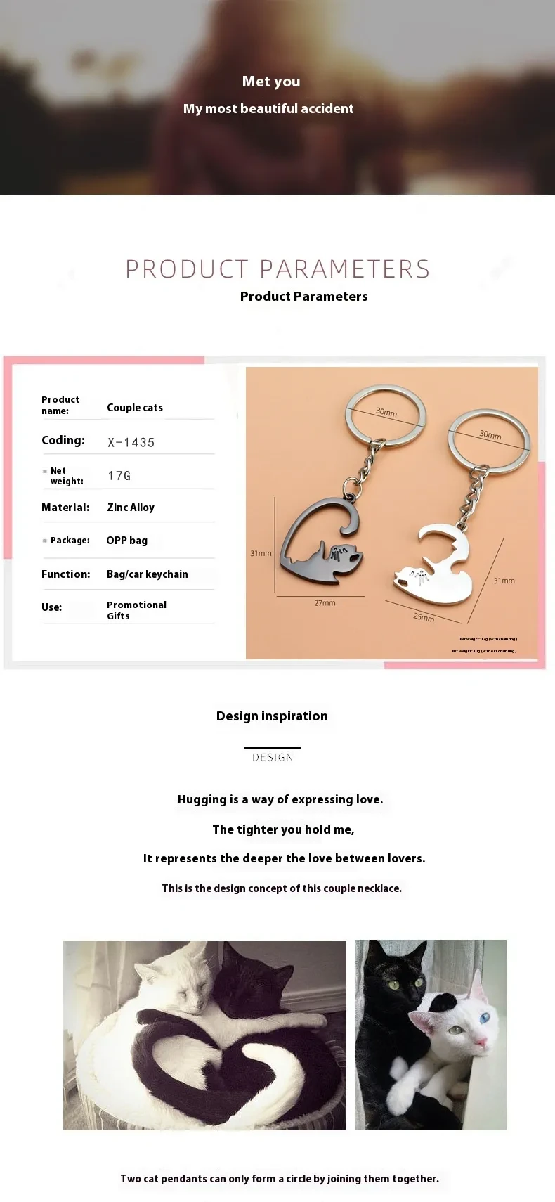 Cat Lovers Heart Keychain Pendant