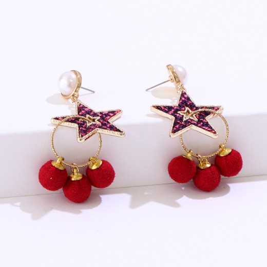 Spring And Summer New Rose Gold Five-pointed Star Earrings For Women