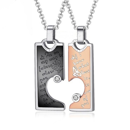 Exclusive For Your Necklace Fine Steel Lover Pair Refined Silver,rose Gold