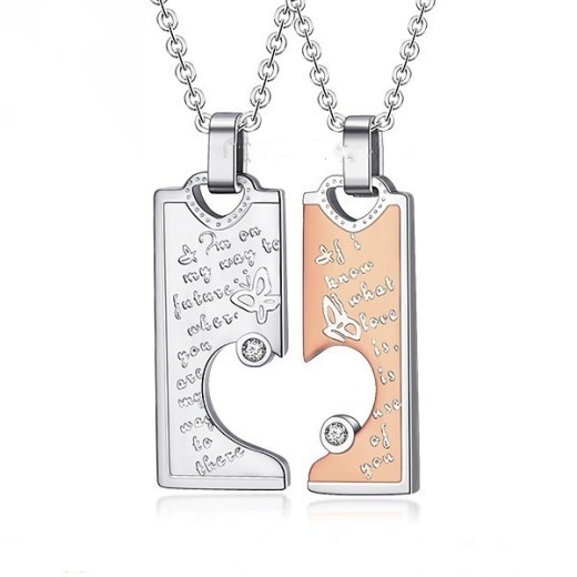 Exclusive For Your Necklace Fine Steel Lover Pair Refined Silver,rose Gold