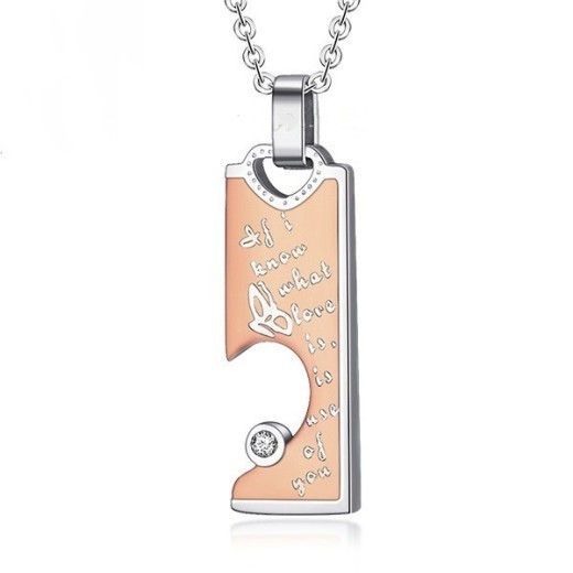 Exclusive For Your Necklace Fine Steel Lover Pair Refined Silver,rose Gold