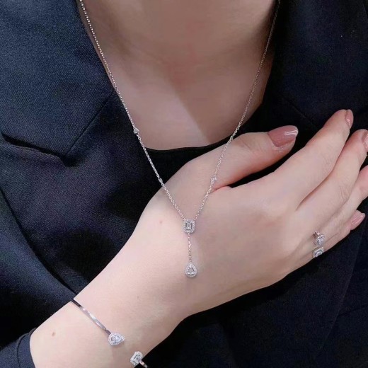 Rose Gold High Carbon Diamond Water Drop Rock Candy Necklace For Women