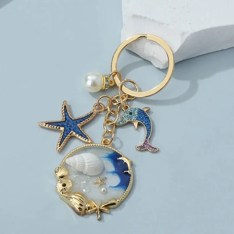 Shell Conch Pendant Gold Keychain