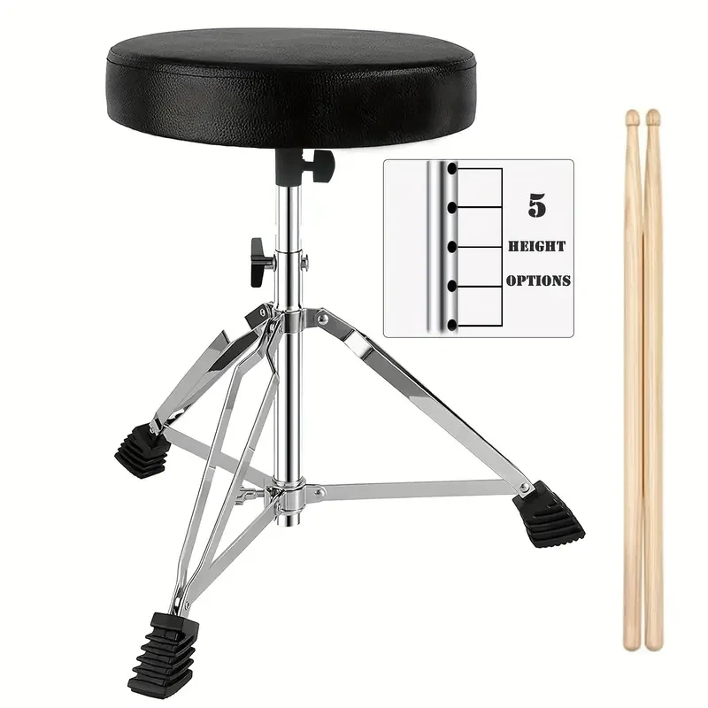 Adjustable Height 5A Sticks Comfort-Padded Drum Throne