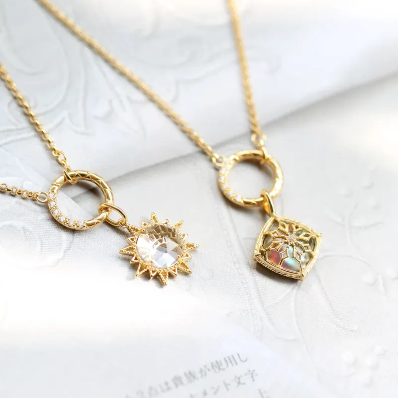 Light Luxury 925 Sterling Silver Simple Retro Diamond Pattern Round Necklace