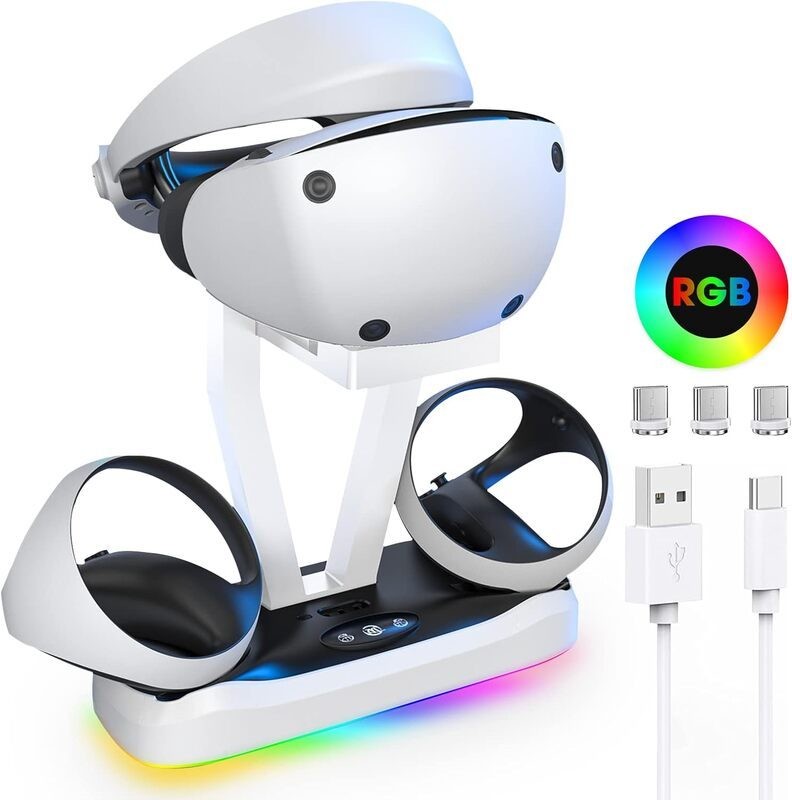 PS5 VR2 Controller Charging Dock Headset Stand,Wireless Charging Station