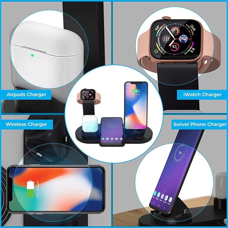 Wireless Charging Dock Station 4 in 1 iPhone AirPod Apple Watch Charger