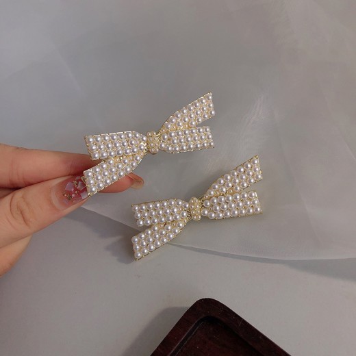 Simple Bangs Clip Top Clip Pearl Bow Hairpin