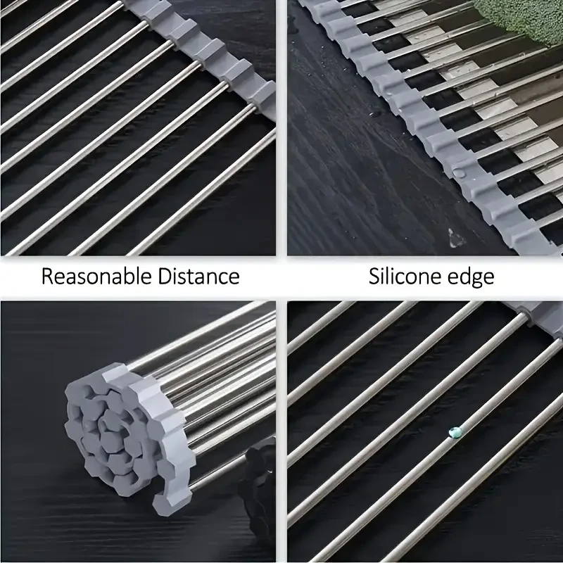 1pc WONGIRL Stainless Steel Roll-Up Dish Drying Rack