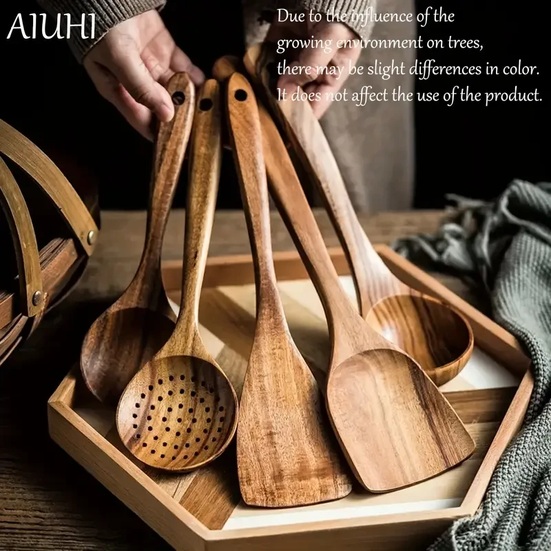 AIUHI 5pcs Wooden Kitchen Utensils Set