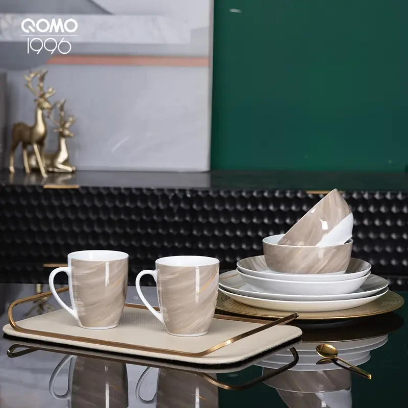 12/24pcs Round Ceramic Dinnerware Sets