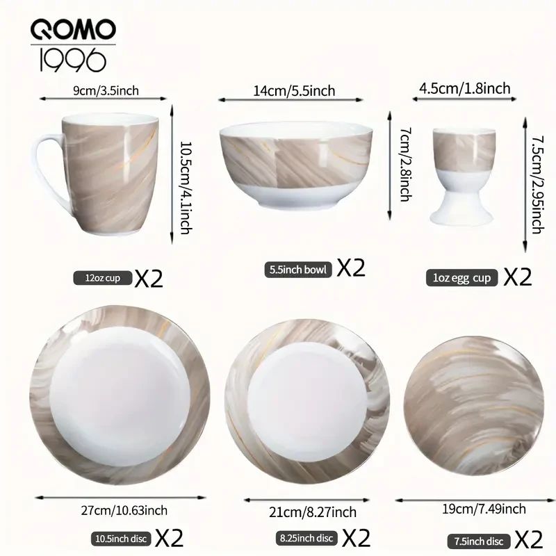 12/24pcs Round Ceramic Dinnerware Sets
