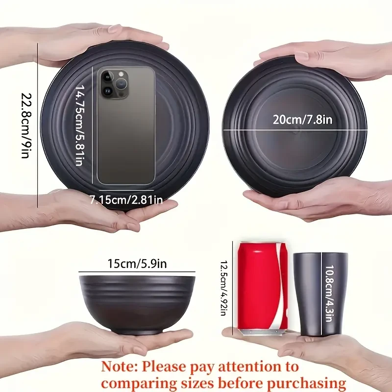 16pcs Wheat Straw Dinnerware