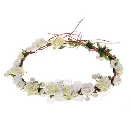 Paper Rope Garland Headdress Headband Simulation Rose Headband Wedding Jewelry