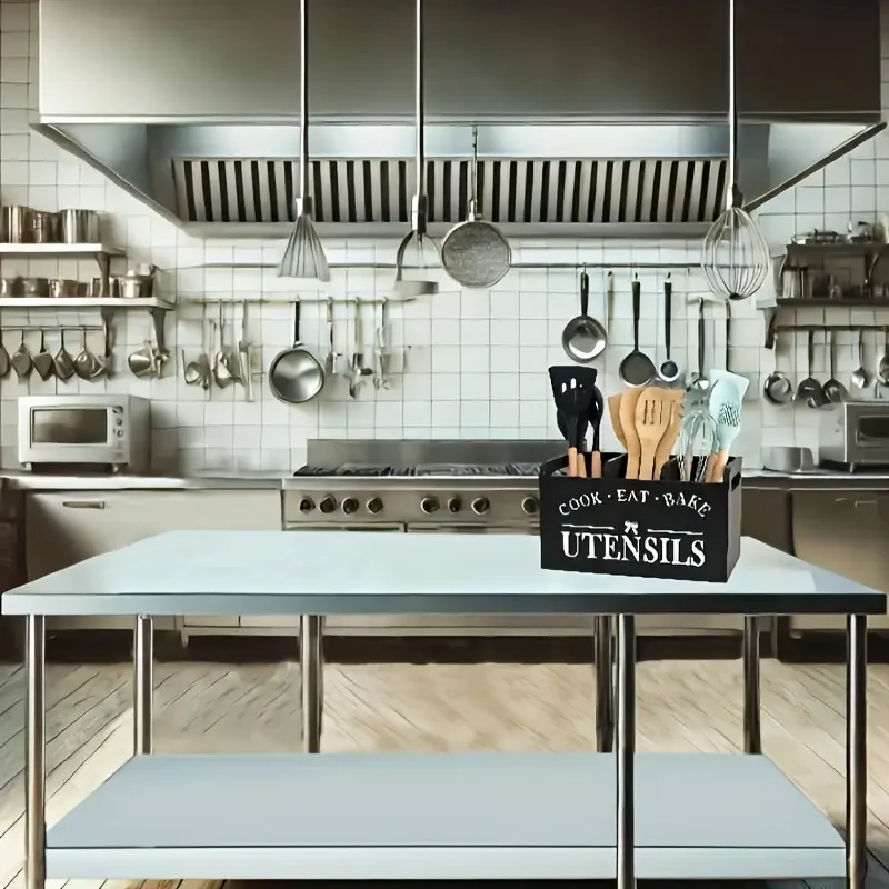 Rustic Wooden Kitchen Utensil Holder