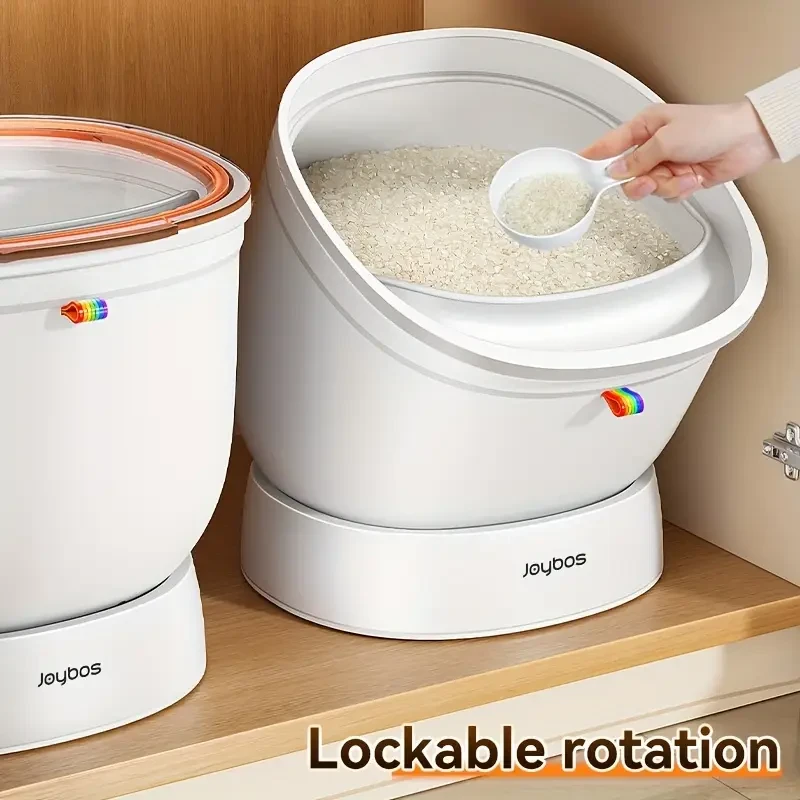 JOYBOS 5.9KG Gravity-Fed Rice Storage Container with Rotating Dispenser