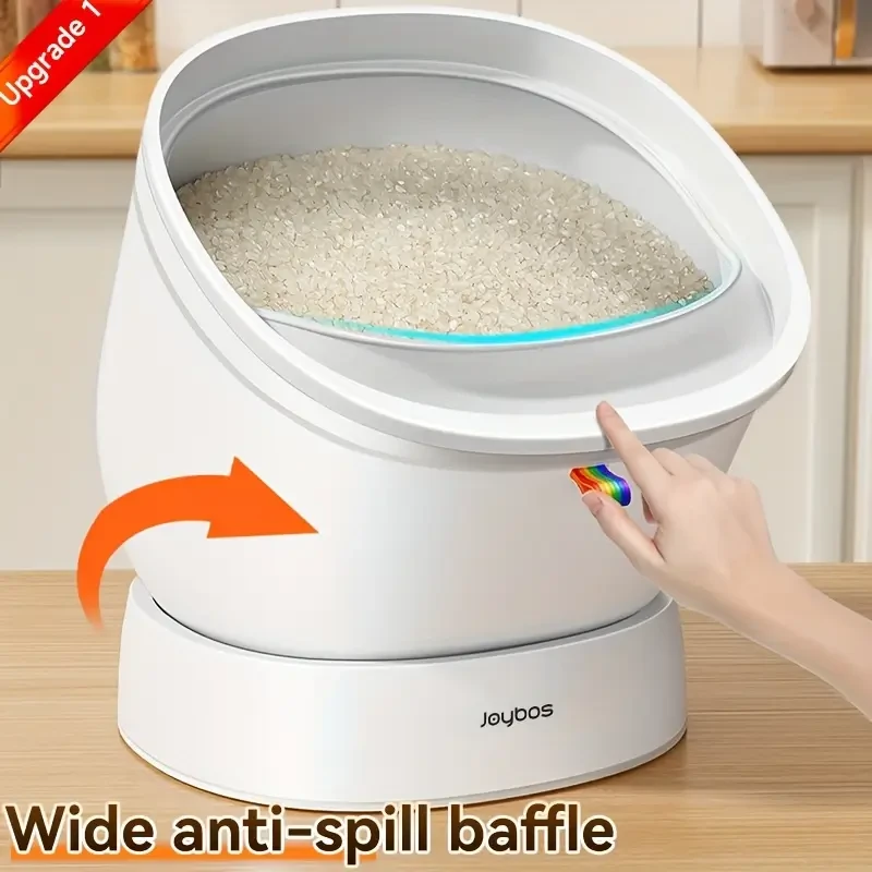 JOYBOS 5.9KG Gravity-Fed Rice Storage Container with Rotating Dispenser
