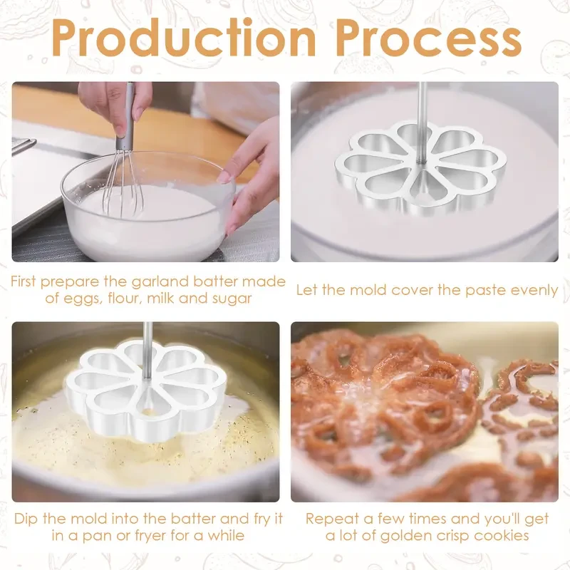 Aluminum Rosette Iron Molds Set with Handle