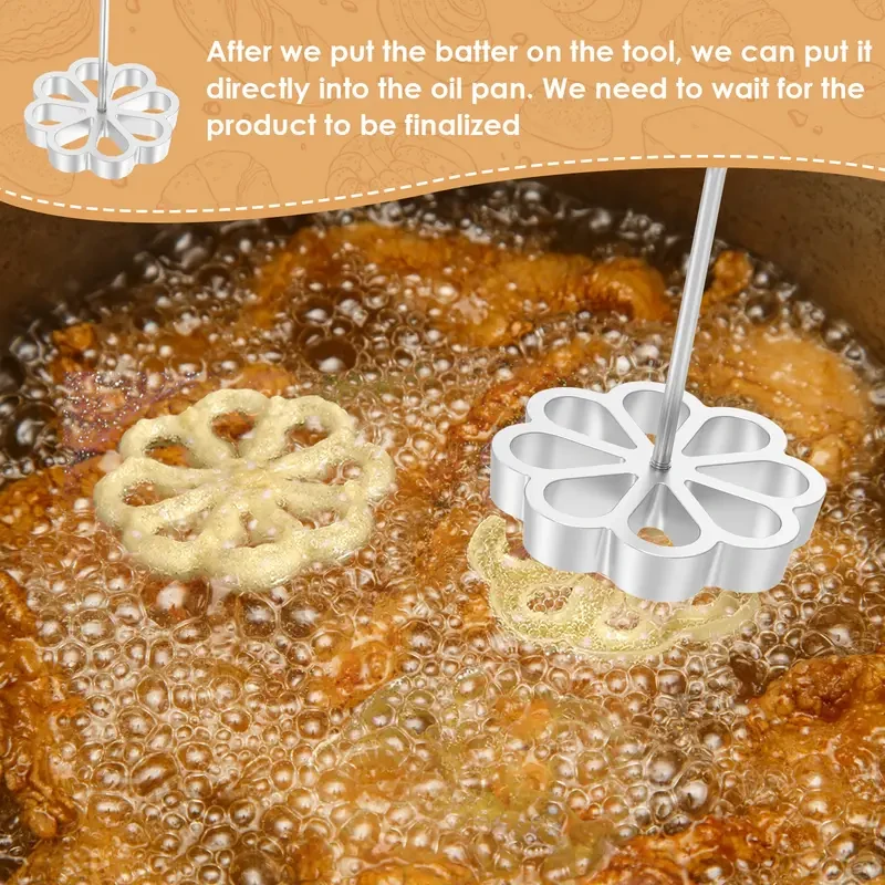 Aluminum Rosette Iron Molds Set with Handle