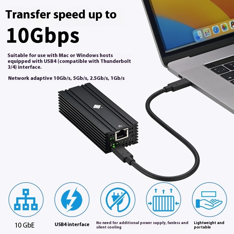 Leyu USB4 Nic 10G Compatible With Lightning 10 Gigabit Electrical Port