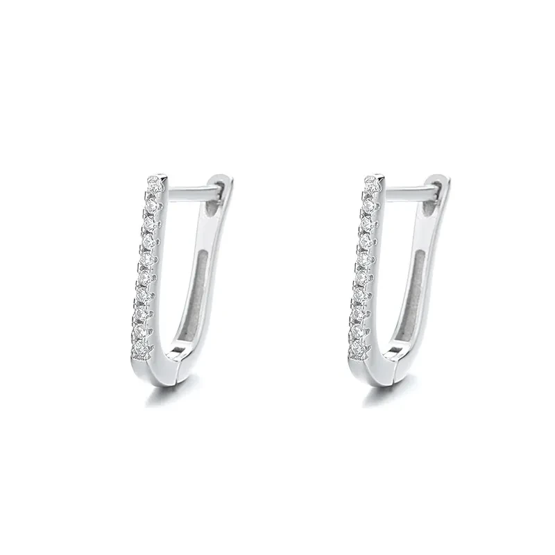 Silver Geometric U-shaped Earrings Women