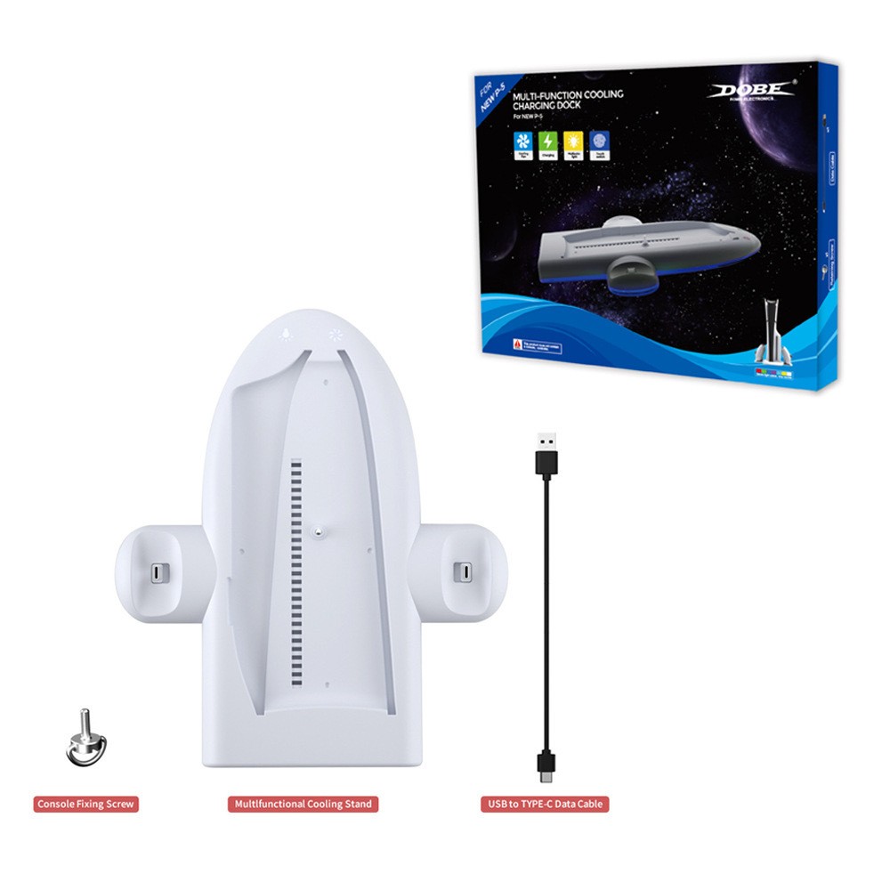 Host Multi-function Cooler Pad Fan PS5 Handle Fixed Charger Charging Belt RGB Colorful Ambience Light