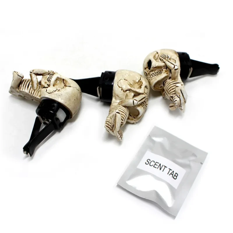 Skull Car Ornaments Air Outlet Ghost Head Three-piece Interior Pendant Decoration Ornament Ghost Head Desktop Figurines Decor