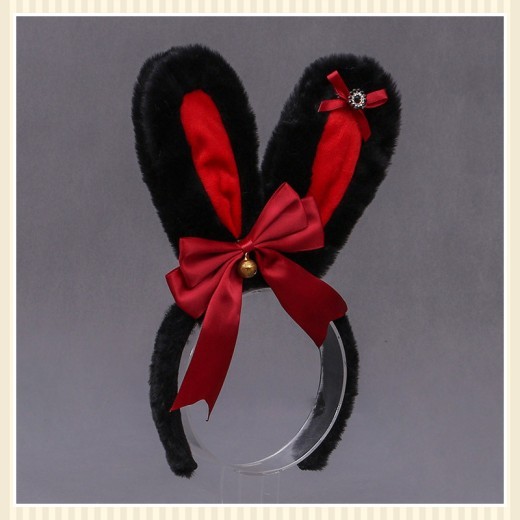 Lolita Animal Ears Accessories Diamond Bowknot Plush Rabbit Ears Headband
