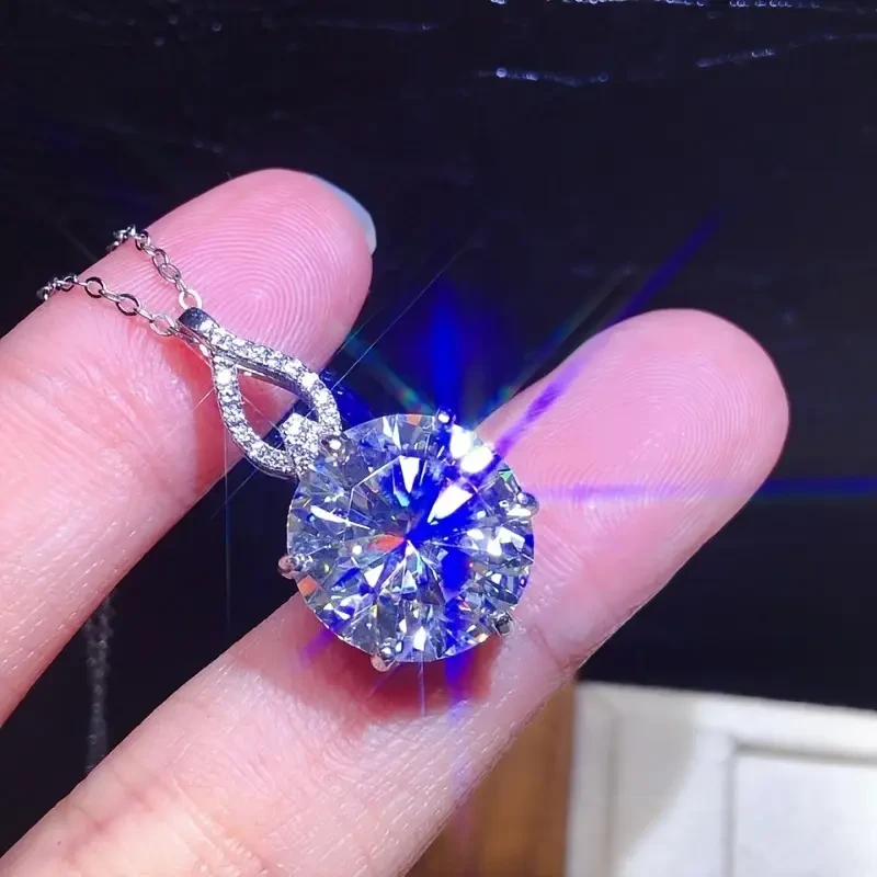 6ct Round Cut Moissanite Necklace