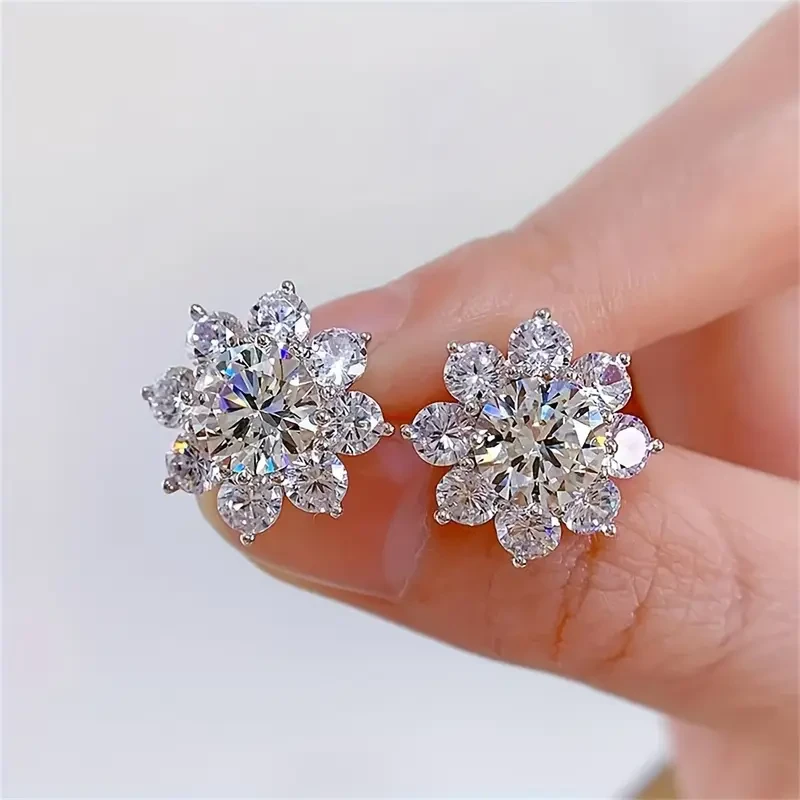 Elegant Sunflower Moissanite Stud Earrings